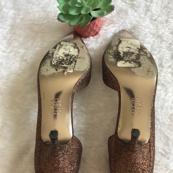 Nina d'Orsay Bronze Glitter Pointed Toe Heels GUC - Picture 4 of 7
